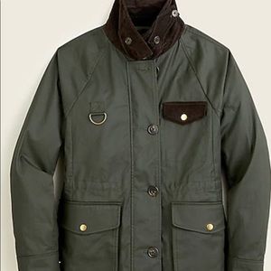 Size XS J Crew Fall / Spring Jacket in a dark green color.